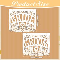 Décorations de mariage mexicaines, Papel Picado blanc, Panneaux de chaise pour les mariés, Décoration de chaise de mariage blanche pour la fête nuptiale mexicaine