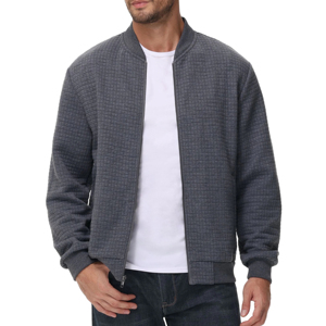 Chaqueta de manga larga con cuello redondo y cremallera para hombre, Abrigo acolchado cómodo cálido para exteriores, logotipo frontal, Material de lona de Color sólido - Product Image 3