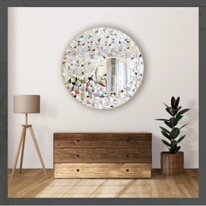 Espejo redondo, espejo grande, espejo único, espejo de sala de estar acento espejo veneciano grande para decoración del hogar - Product Image 1