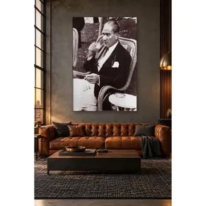 Fida Ataturk buvant du café dans un fauteuil en osier, impression sur toile - Product Image 5