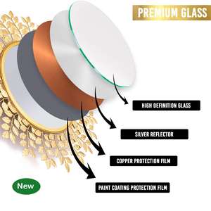 KSN Vintage Round Leaf Wall <b>Mirror</b> Beautiful Metal Glass Brass <b>Design</b> Serving Trays for Home Decor - Product Image 5