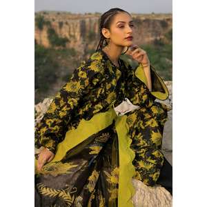 Conjunto de traje de verano de 3 piezas sin coser para mujer, color negro, con dupatta de gasa - Product Image 1