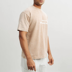 Vente de gros T-shirt 100% coton à col rond avec logo pour homme, t-shirt décontracté surdimensionné à manches courtes avec logo personnalisé - Product Image 3