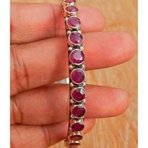 กำไลเงินสเตอริ925พร้อมพลอยทับทิมทำด้วยมือเครื่องประดับแฟชั่นของขวัญสำหรับขนาด2-4 - Product Image 2