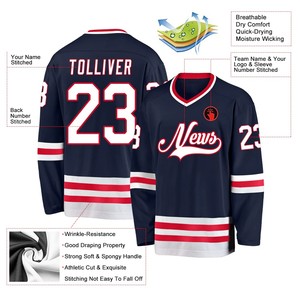 Customizable Unisex Reversible Hockey Jersey Set Heat-Transfer Printed Logo Name Quick Dry Anti-Bacterial Ice Hockey Wear (100% - Product Image 2