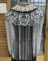 Chemisier Printemps Femme Grande Taille Vintage à Col Mandarin en Maille Respirante, Broderie Manuelle Lourde Perlée et Pailletée, Franges Courtes Scintillantes