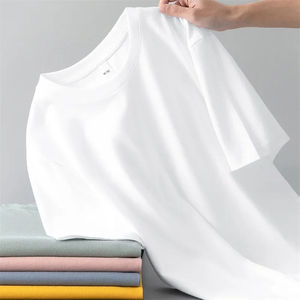 เสื้อยืดแขนสั้นผ้าไอซ์ซิลค์ 100% ผ้าฝ้าย ทรงปกติ ให้ความรู้สึกเย็นสบาย ระบายอากาศได้ดี เหมาะสำหรับใส่ลำลองในฤดูร้อน สำหรับผู้ชายไซส์ใหญ่ - Product Image 5