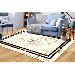 Alfombra de mármol dorado, alfombras modernas, alfombra negra y dorada, alfombra de mármol, alfombra de lujo, regalo para el hogar, alfombra de pasillo, alfombra suave no tejida - Product Image 2