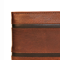 Dompet Lipat dua RFID pria, kulit sapi asli ramping Premium, penutupan lipat panjang pendek dengan Logo kustom