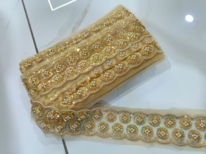 Pearl Beaded Lace with Tulle Base for Bridal Wear High-End <b>African</b> French Beaded Lace <b>Material</b> Sequins and Glitter - Product Image 6