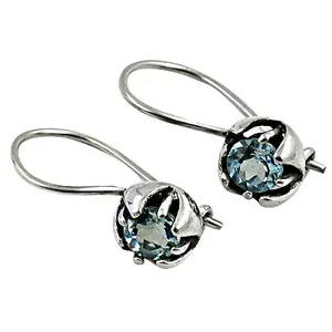 Boucles d'oreilles pendantes en cristal en forme de fleur, serti clos, style classique, pour femme, à porter au quotidien - Product Image 3