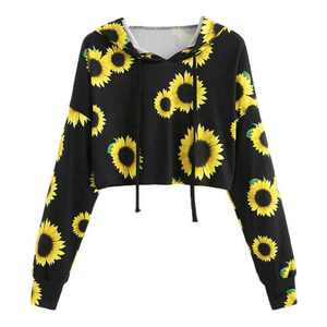 Sudadera con Capucha para Mujer, con Estampado Frontal, de Forro Polar, para Gimnasio, Ejercicio, Fitness, Top Corto, 100% Algodón - Product Image 6