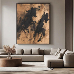 Minimalist Landscape Oil Painting <b>Canvas</b> Art Mountain Scene Wall Decor With Wood <b>Frame</b> Indoor Hand Made Original - Product Image 2
