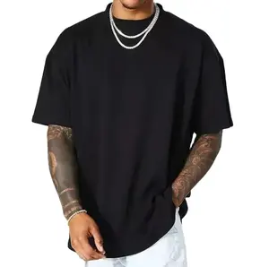 Camiseta masculina de manga curta com bainha longa e gola redonda, camiseta unissex de manga comprida, camiseta lisa grande