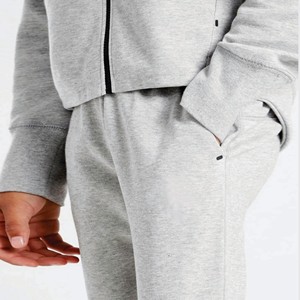 Logo de marque personnalisé 69% coton 31% polyester gris chiné survêtement polaire technique pour filles sweat à capuche zippé complet joggers pantalons de survêtement survêtement - Product Image 4