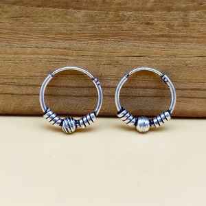 Pendientes de aro de Plata de Ley 925 bohemios Diseño tribal artesanal hecho a mano para ocasiones de fiesta - Product Image 1