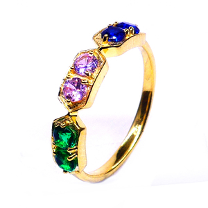 แหวนเงินแท้925สไตล์วินเทจของผู้หญิงอัญมณีบุษราคัมหลากสีคลาสสิกทันสมัยไม่ซ้ำใครชุบทองแฟชั่นสวมใส่ทุกวัน - Product Image 1