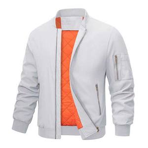 Vente en Gros Couleur Unie Printemps Automne Hommes Bomber Veste Coupe-Vent Bomber Hommes Vestes Vêtements High Street Style Polyester - Product Image 2
