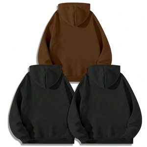 Meilleur fournisseur Sweats à capuche à manches longues avec poche et tenue décontractée de tous les jours Pulls à capuche solides et lourds au tarif de gros - Product Image 2