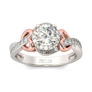 Anillo de Plata de Ley con Diseño de Corazón en Dos Tonos y Diamante de Corte Redondo Jeulia - Product Image 1