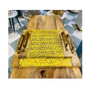 Metal <b>Food</b> Serving Tray Rustic Stainless Stee Gold <b>Color</b> Tray With Brass Handle Wholesale <b>Food</b> and Beverages Serving Tray - Product Image 4