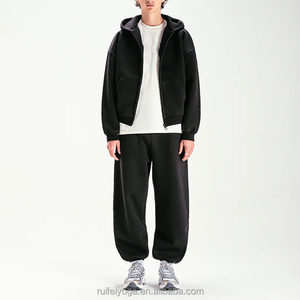 ชุดวอร์มกางเกงมีฮู้ดสำหรับผู้ชายชุดวอร์มผ้าคอตตอนฟลีส450GSM โอเวอร์ไซส์ออกแบบโลโก้ได้ตามต้องการ - Product Image 5