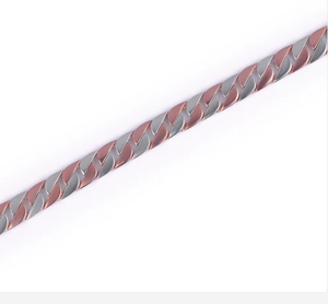 Bracelet en moissanite : Bracelet cubain bicolore en argent sterling, or rose et or blanc - Product Image 4