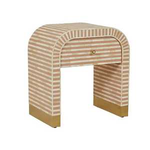 Table de chevet avec tiroir en nacre pour la décoration de chambre et de salon en incrustation d'os naturel d'élégance de luxe - Product Image 2