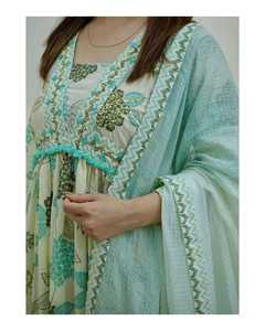 Nouveau costume Shalwar en coton Anarkali à fleurs pour déjeuner pour les festivals et les mariages du fournisseur indien - Product Image 4