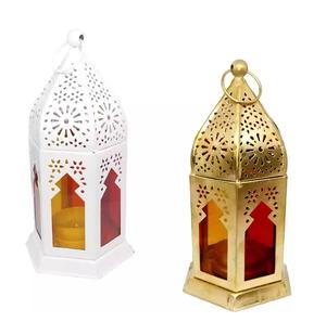 Ensemble de 2 mini lanternes de qualité supérieure en métal au design standard blanc pur et doré avec placage de couleur de qualité supérieure pour Pâques - Product Image 1