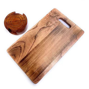 Accueil Accessoires de cuisine pour hôtel Planche à découper en bois avec manche blanc Parfait pour couper légumes fruits viande fromage - Product Image 3