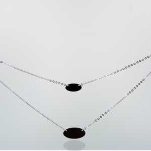 สร้อยคอเงินสเตอร์ลิงหรูหราพร้อมจี้รูปวงรีสองแผ่น - Product Image 2