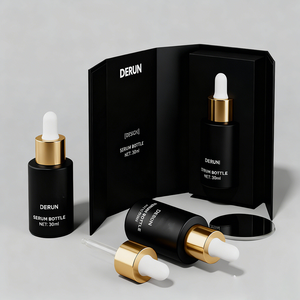 Flacon compte-gouttes vide personnalisé pour soins de la peau, ambre givré, 100 <span class=keywords><strong>ml</strong></span>, bouchon doré, flacon de sérum de luxe 50 <span class=keywords><strong>ml</strong></span> avec boîte - Product Image 1