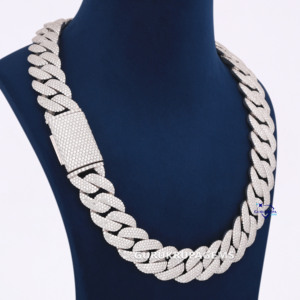 Premium Look 14KT oro blanco sólido Lab Grown Diamond Miami Cuban Link Chain Pass Diamond Tester collares para mujeres - Product Image 2