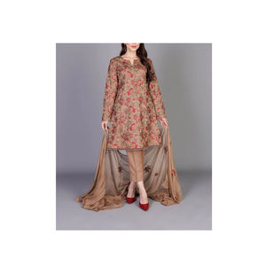 Robe en lin indienne dernier style pour femmes Robes pakistanaises et costume punjabi Vêtements décontractés en soie pour femmes pour les fêtes - Product Image 1
