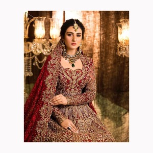 Robe Anarkali Salwar Kameez de Haute Qualité pour Femmes, Tenue de Mariage Ethnique Indienne, Personnalisable, Exportateur en Gros Pakistan, Coton Lourd en Filet - Product Image 3