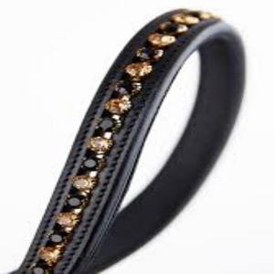 Banda de cuero para cejas de caballo, banda de alta calidad con 1 Fila de cristales dorados, banda para cejas personalizada mega ostentosa - Product Image 2