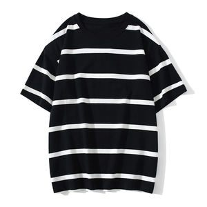 Venta al por mayor popular a través de la tira de los hombres camisetas de estilo naval más tamaño camisetas de alta calidad 100% algodón barato camiseta a rayas - Product Image 6