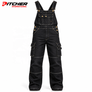 Custom <b>Mens</b> Denim Bib Overalls Washed Denim Utility Pockets <b>for</b> Fashion Brands Private Label Low MOQ - Product Image 5