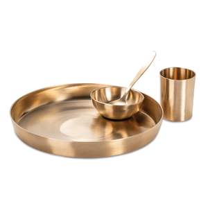 Pure Bronze Mini Breakfast fabricante de bandejas redondas Vajilla Mejora el sabor Ayuda a la digestión Aumenta la salud Perfect Everyday - Product Image 1