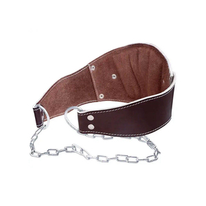 Ceinture de trempage d'haltérophilie avec chaîne en acier Ceinture de trempage de gymnastique avec dragonne en coton personnalisée - Product Image 5