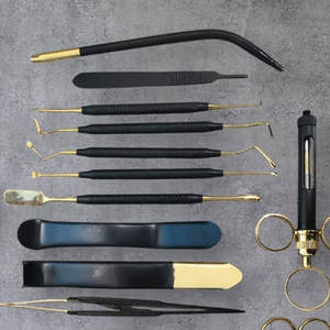 Instrumentos dentales de acero inoxidable recubiertos de oro Manual de grado quirúrgico de calidad superior Kit de herramientas de precisión 1 Juego Autoclavable - Product Image 2