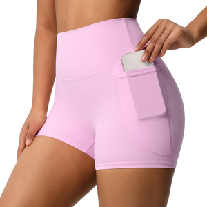 Venta al por mayor de pantalones cortos transpirables cómodos de las mujeres Scrunch Butt Gym Workout Color sólido de cintura alta Push Up pantalones cortos deportivos para las mujeres - Product Image 6
