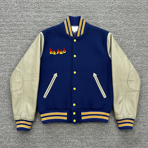 Custom Men's Plus Size Letterman Baseball Winter <b>Jacket</b> unique Style Embroidery Logo <b>Leather</b> Sleeves Varsity <b>jacket</b> for men's - Product Image 1