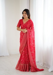 Saree Georgette ethnique indien élégant exclusif le plus vendu pour les mariages vêtements de fête pour les femmes festival de créateurs le plus vendu - Product Image 5