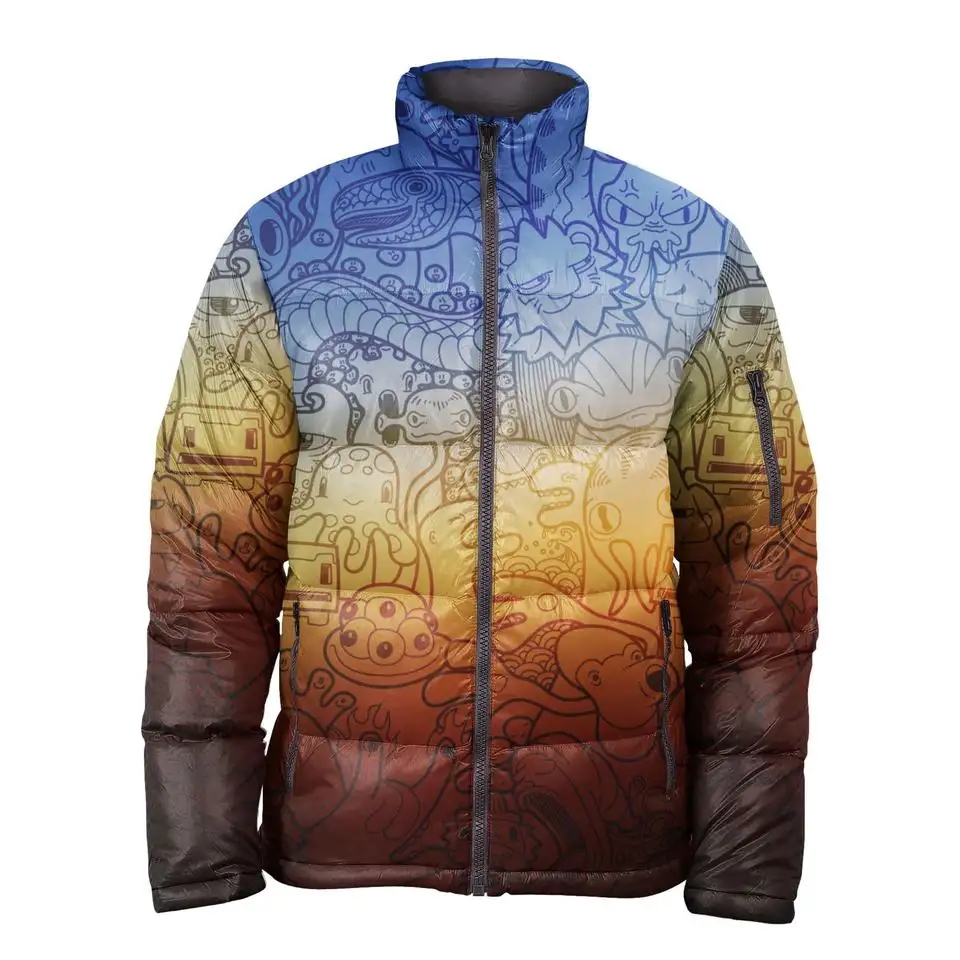 Latest Designs Sublimation printed Custom Puffer outdoor Jacket Cheap Price Quilted Jacket Mens Winter Wind resistant Jacket