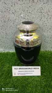 Pot d'urn gravée en laiton noir et argent, fait à la main, accessoire pour stockage de cendré, décoration pour ceintures adulte - Product Image 5