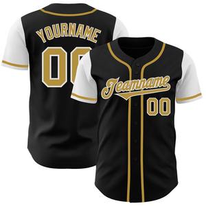 Uniforme de Béisbol de Alta Calidad, Venta de Ropa Deportiva Personalizada para Equipos, Camiseta de Béisbol Auténtica de Dos Tonos Negro, Dorado Antiguo y Blanco - Product Image 1