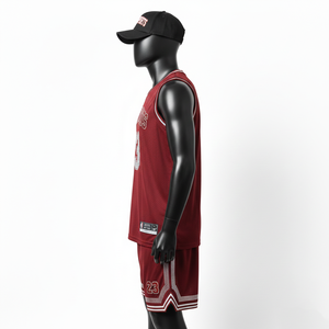 Ensemble short de basket-ball pour homme, polyester premium, maille légère, jersey et short bordeaux avec logo brodé personnalisé. - Product Image 3