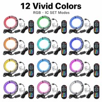 Kit de Tiras de Luz Ambiental LED RGB para Auto, Negro, 5W, USB, Iluminación Interior con Control Remoto, DIY
